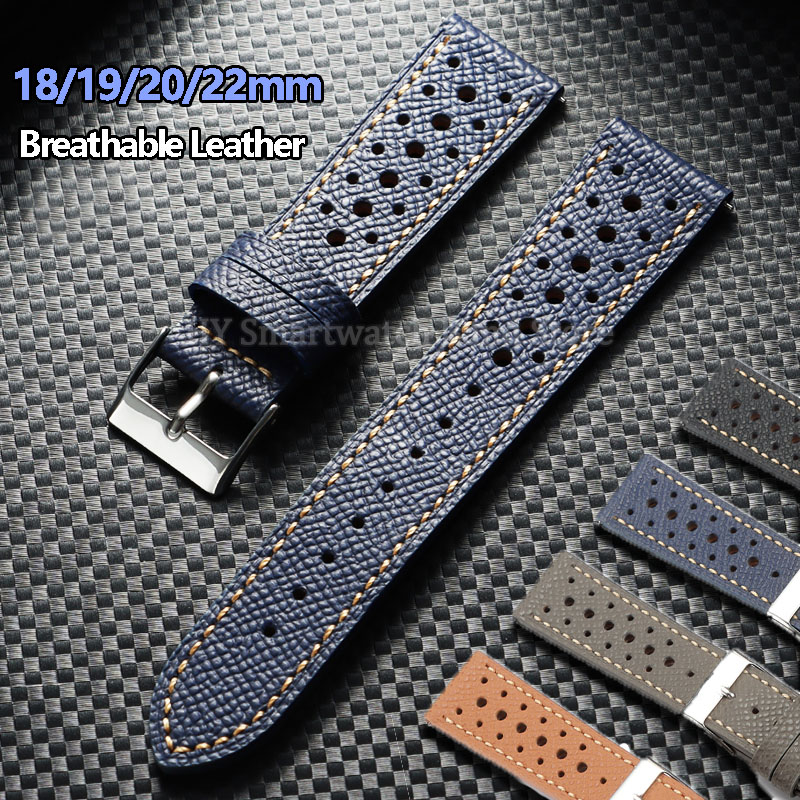 Leather Strap Quick Release - 18mm 19mm 20mm 22mm 通気性のある革製腕時計ストラップ セイコー、オメガ、Huawei