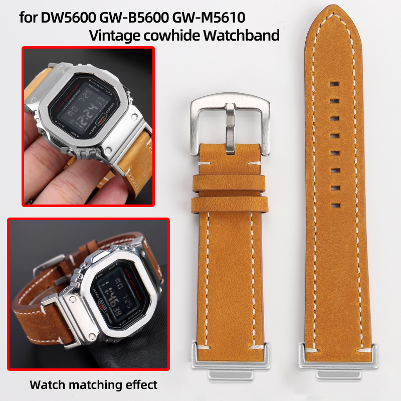 Casio Watch G-Shock Dw-5600 - ヴィンテージ牛革時計バンド G-SHOCK カシオ DW5600 GW-B5600 GW-M5610