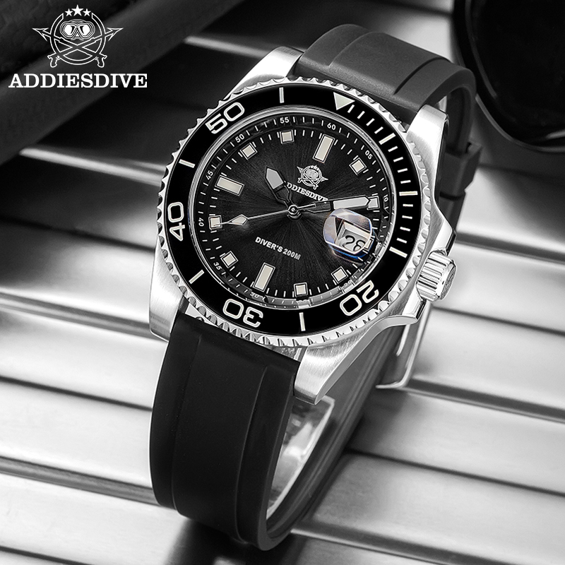 Rubber Strap Diver - ADDIESDIVE 2115 クォーツダイブウォッチ 200 メートル防水メンズ腕時計 41