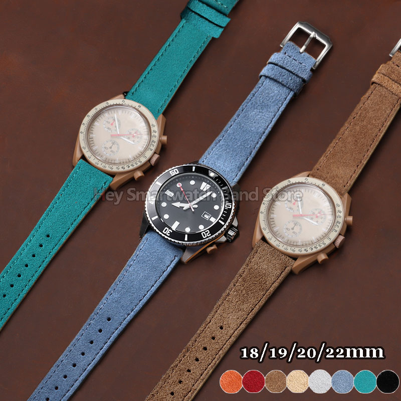 Suede Strap Watch - ヴィンテージスエードレザーストラップ 18/19/20/22 ミリメートルクイックリリースレザー時計バンドオメガ用セイコー用ティソ時計ベルトバックルバンド