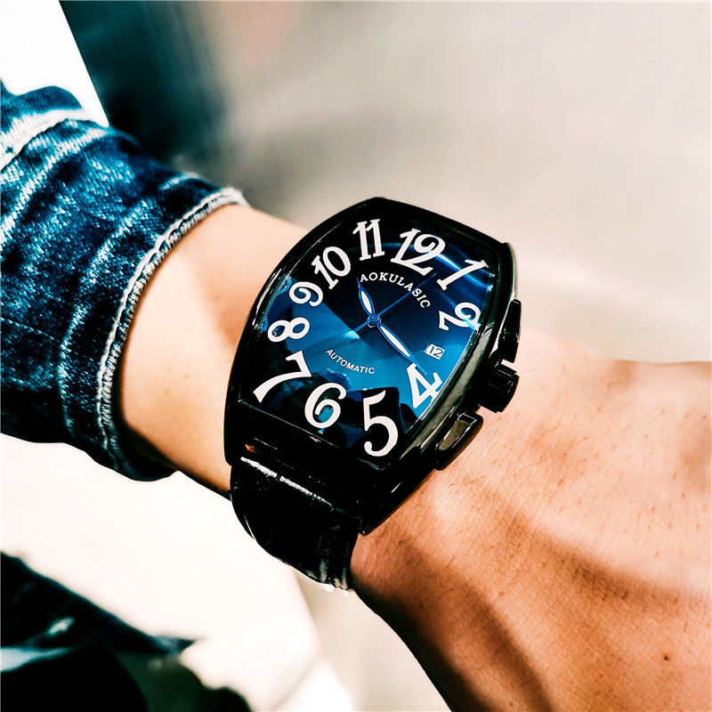 Cartier Watch Tank - 豪華なメンズ機械式時計、樽型スケルトンレザーストラップメンズウォッチ、スタイリッシュな社交界の男性向け腕時計、高価値でクールなベストセラーメンズウォッチ、ギフトに最適、電池不要