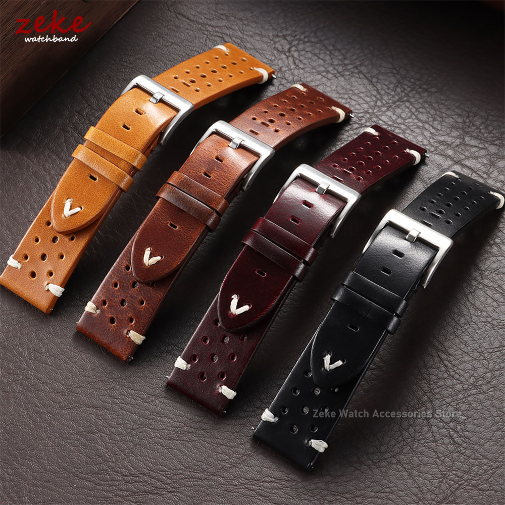 クイックリリースヴィンテージオイルワックスレザー時計ストラッ - Leather Strap Quick Release のレビューと価格