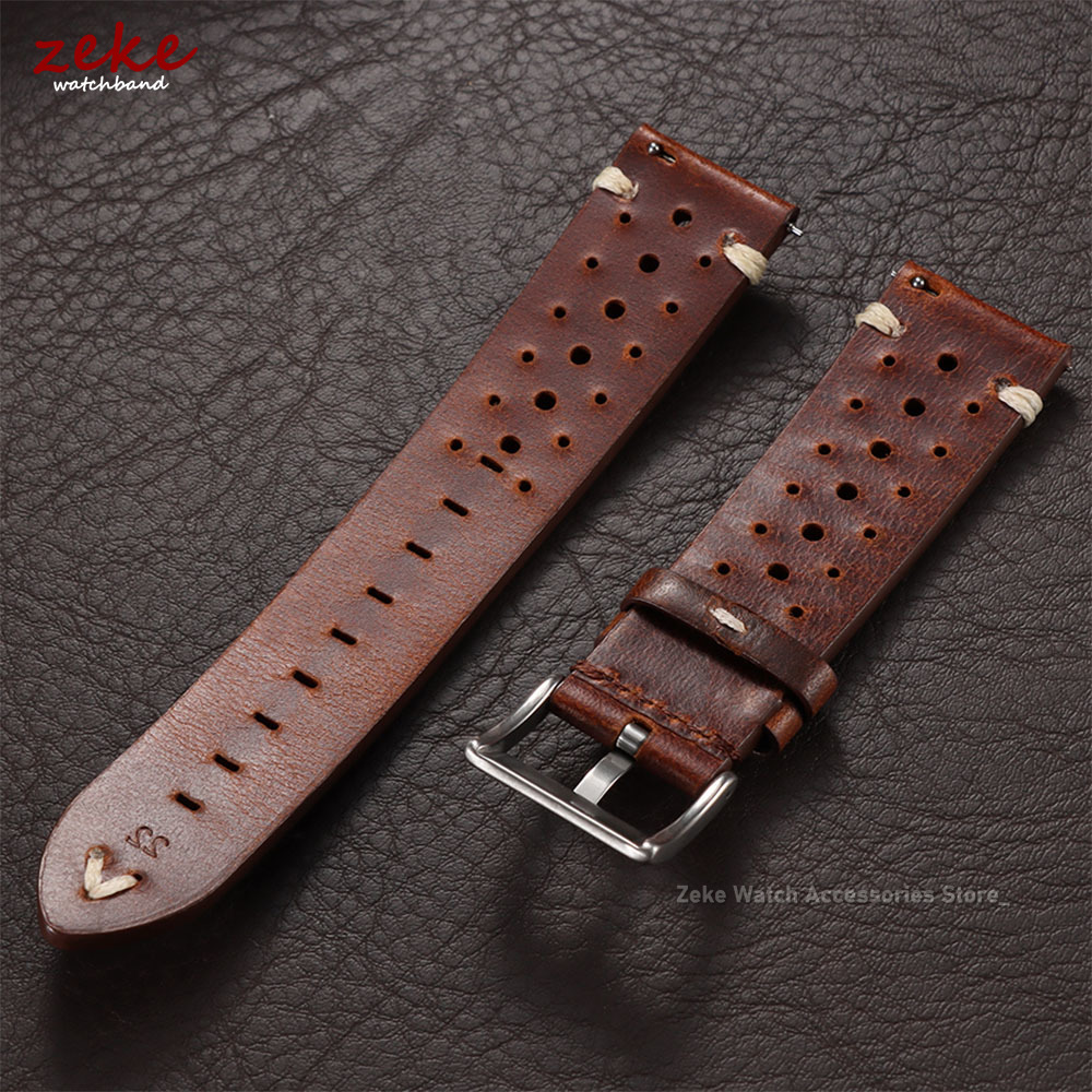 クイックリリースヴィンテージオイルワックスレザー時計ストラッ - Leather Strap Quick Release のレビューと価格