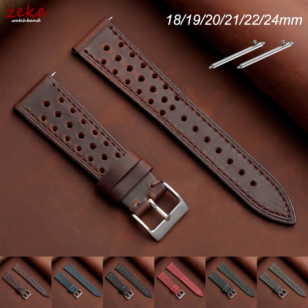 ヴィンテージレーシングレザー時計ストラップ オメガ用 18m - Leather Strap Quick Release のレビューと価格