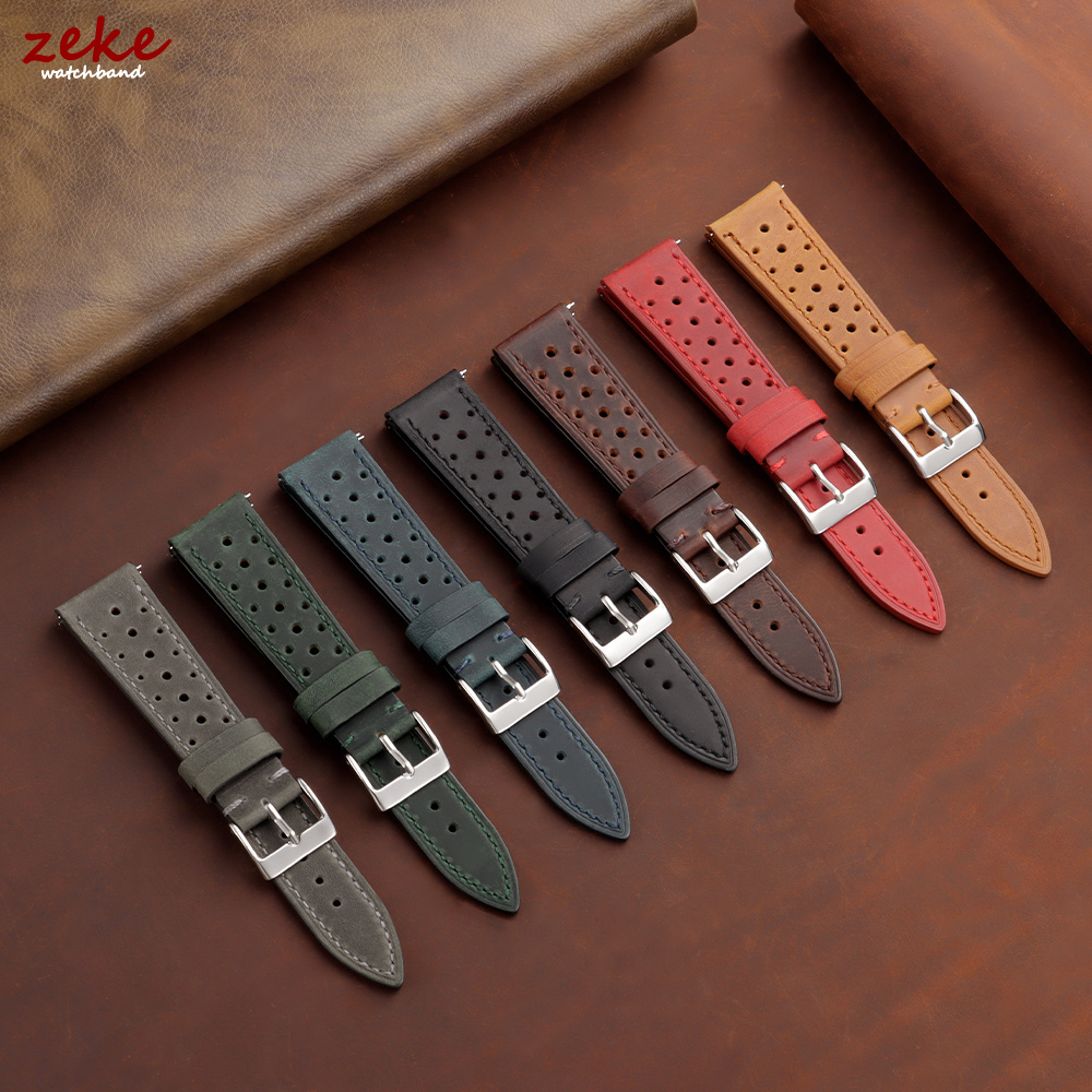 ヴィンテージレーシングレザー時計ストラップ オメガ用 18m - Leather Strap Quick Release のレビューと価格
