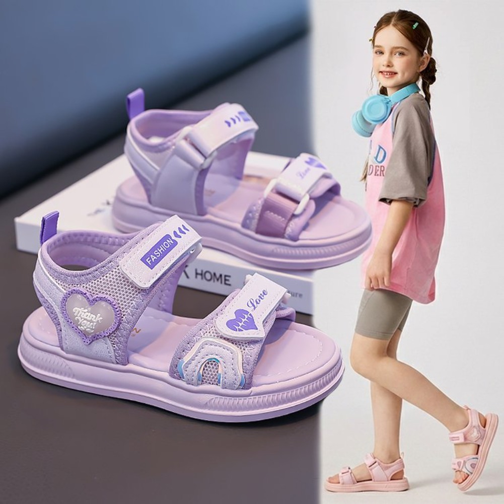 女の子用ハート型プリンセスサンダル、2026年春夏新作、ベル - Sport Loop Velcro のレビューと価格
