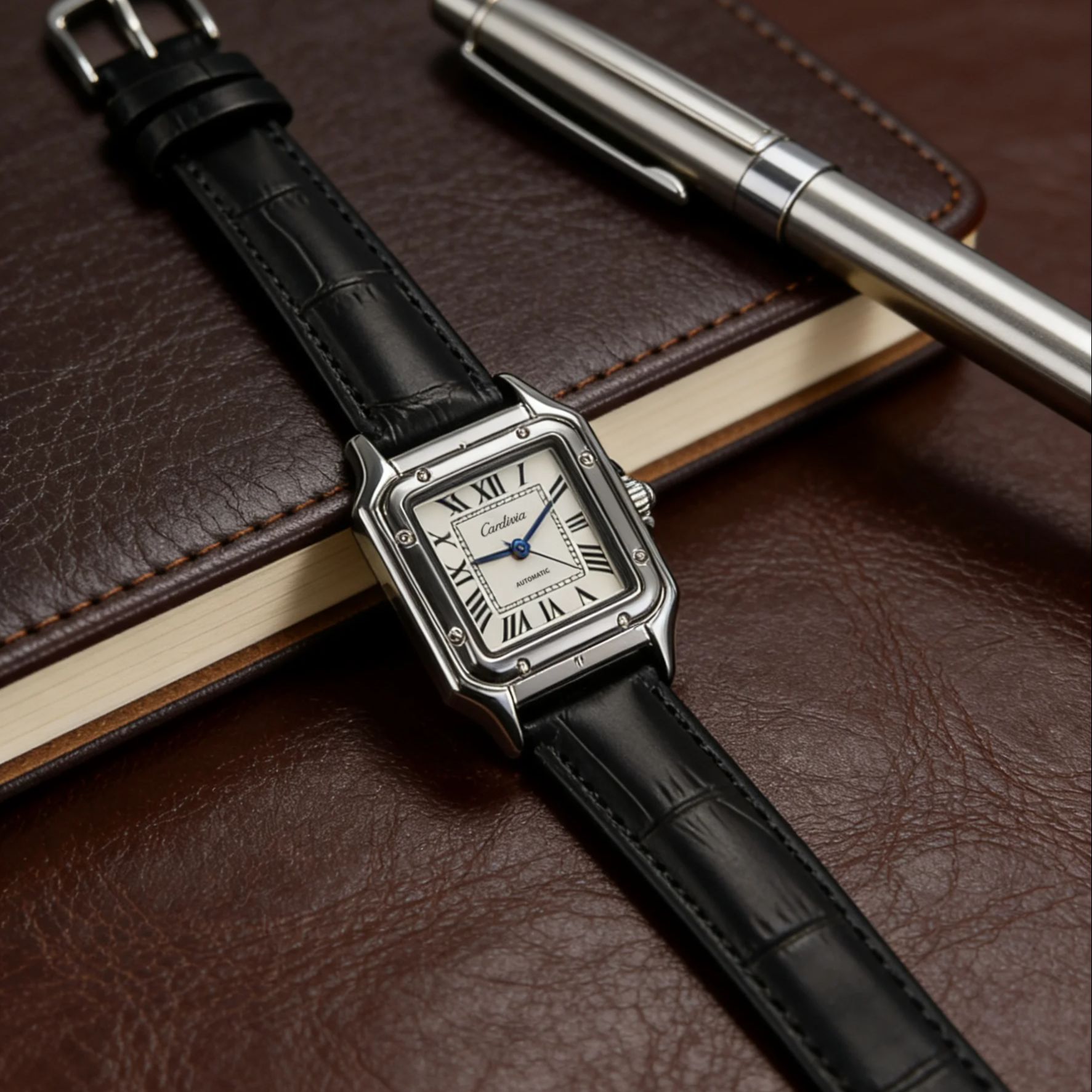 レトロスクエアレディースクォーツ時計、ローマ数字文字盤、ブラ - Cartier Watch Santos のレビューと価格