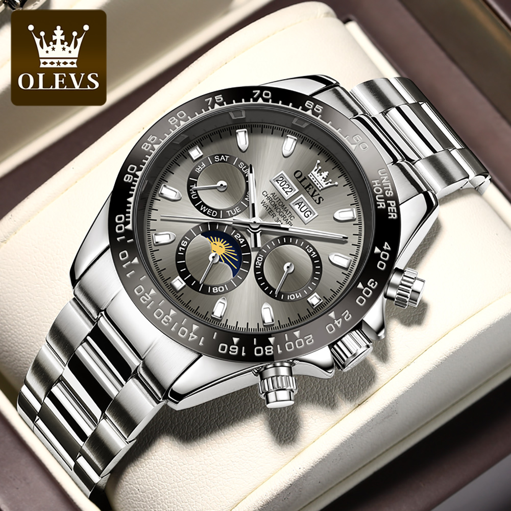 OLEVS 6654 高級メンズ腕時計クロノグラフ自動機械式 - Cartier Watch Tank のレビューと価格