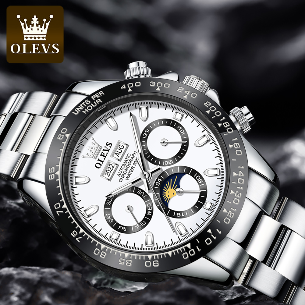 OLEVS 6654 高級メンズ腕時計クロノグラフ自動機械式 - Cartier Watch Tank のレビューと価格