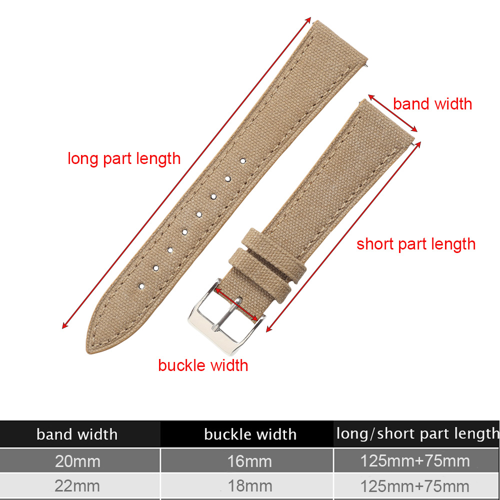 手作りスリム時計ストラップ 18 ミリメートル 20 ミリメ - Canvas Strap Watch のレビューと価格
