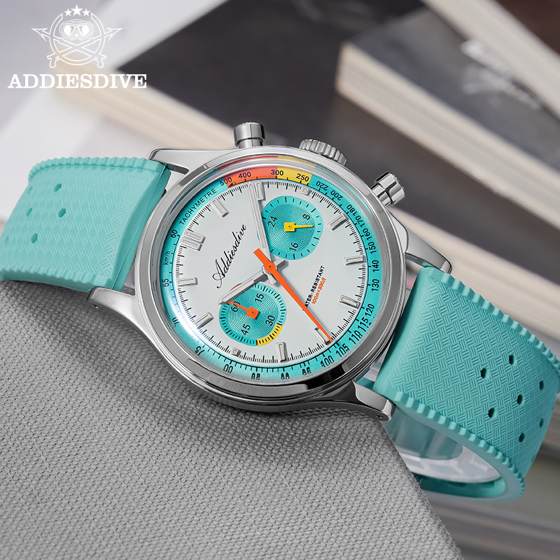 ADDIESDIVE 新多機能クロノグラフ腕時計ドーム型ガラ - Rubber Strap Diver のレビューと価格