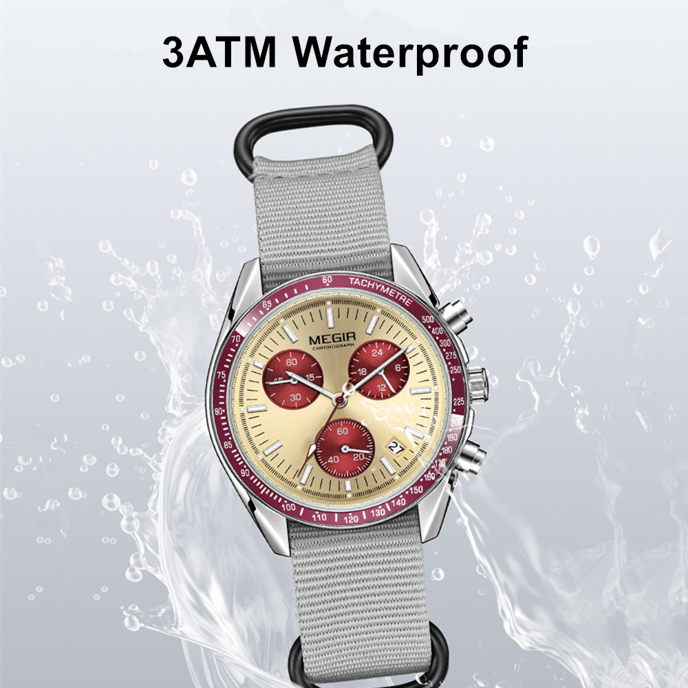 MEGIR クロノグラフ キャンバスストラップ メンズ スポ - Canvas Strap Watch のレビューと価格