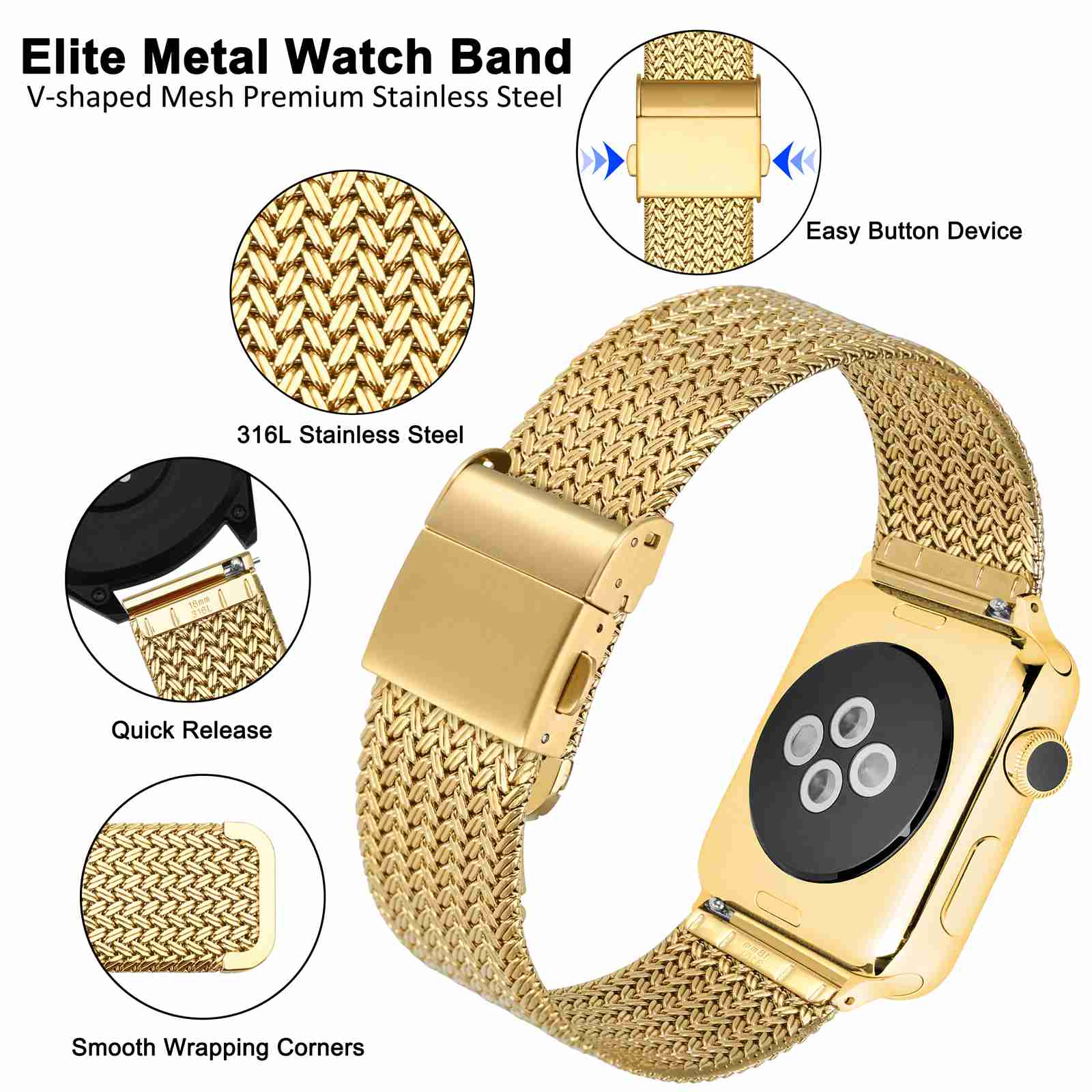 WOCCI メタル時計バンド 316L ステンレス鋼 14  - Mesh Strap Metal のレビューと価格